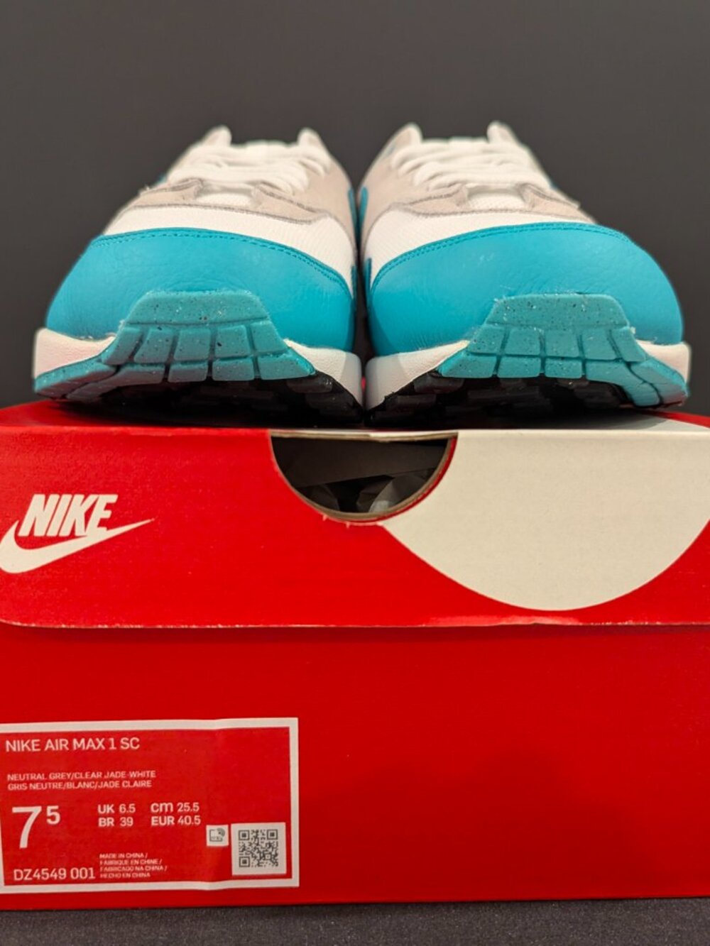 Nike Air Max 1 SC - Neutral Grey/ Clear Jade White - Picture 3 of 6